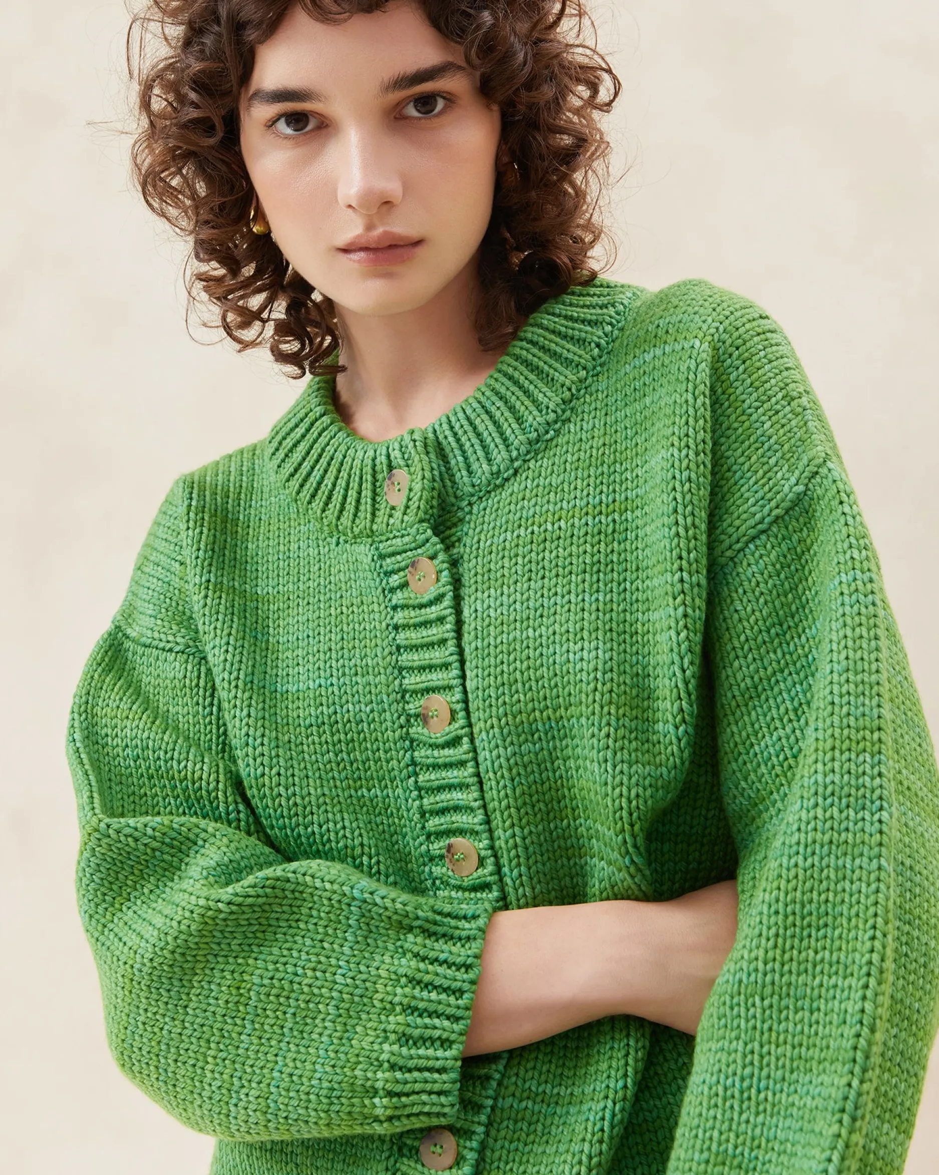 Loeffler Randall Maddie Blue Mock Neck Cardigan