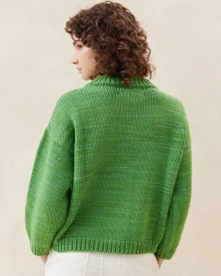 Loeffler Randall Maddie Sapphire Mock Neck Cardigan