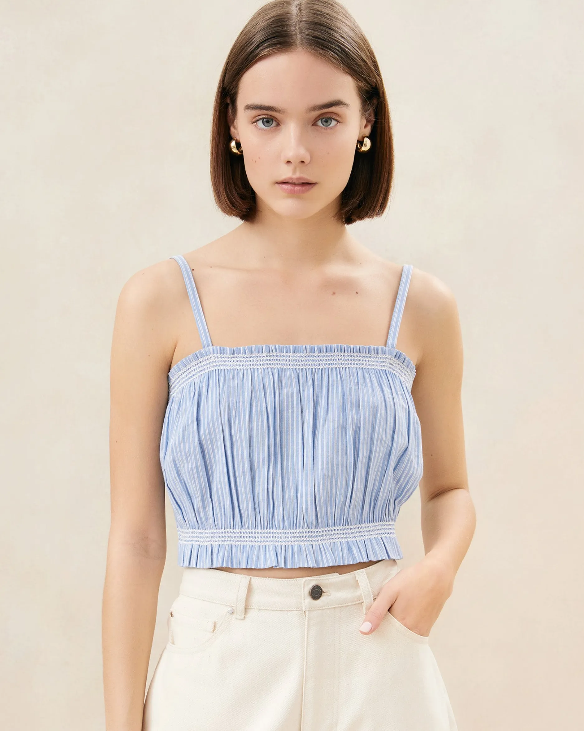 Loeffler Randall Maggie Green Floral Cinched Camisole