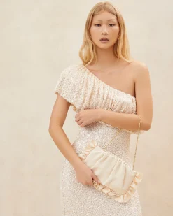 Loeffler Randall Mavis Raffia Ruffle Clutch