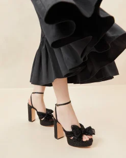 Loeffler Randall Natalia Blue Floral Bow Heel