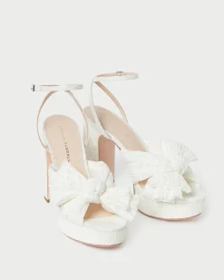 Loeffler Randall Natalia White Lace Bow Heel
