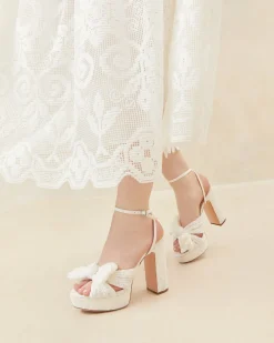 Loeffler Randall Natalia White Lace Bow Heel
