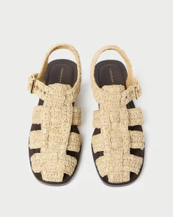Loeffler Randall Sawyer Natural Crochet Caged Sandal