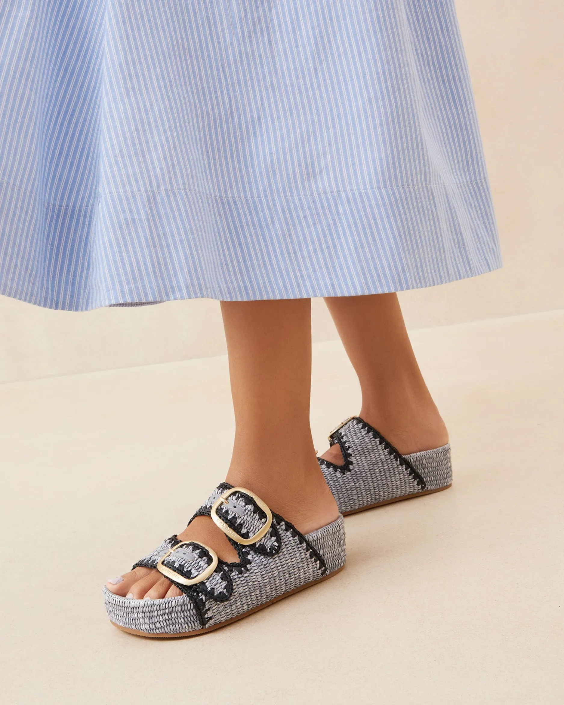 Loeffler Randall Theo Cream Raffia Footbed Sandal