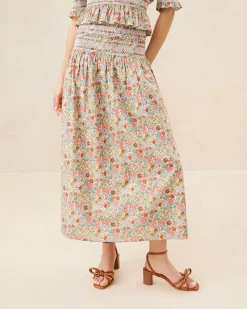 Loeffler Randall Theodora Cream Floral Cinched Skirt